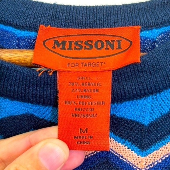 Missoni For Target - Navy Blue Chevron Knit Lined Sweater Mini Dress Size Medium - Picture 8 of 11